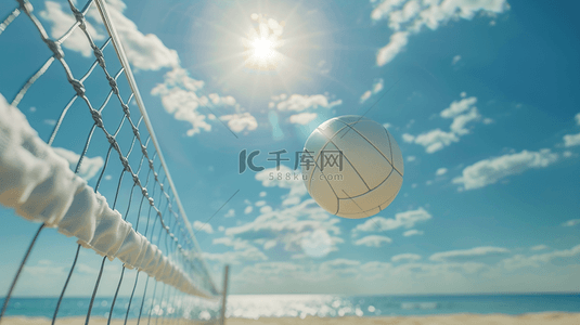 排球运动背景背景图片_夏日海边沙滩排球场景背景图