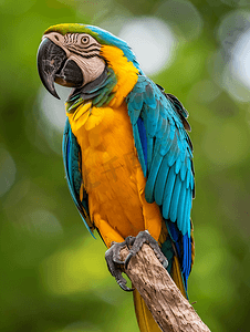 栖木上的玻利维亚蓝黄金刚鹦鹉