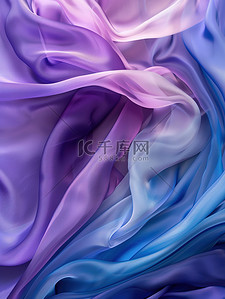 布料背景背景图片_飞扬的轻纱蓝色和紫色背景素材