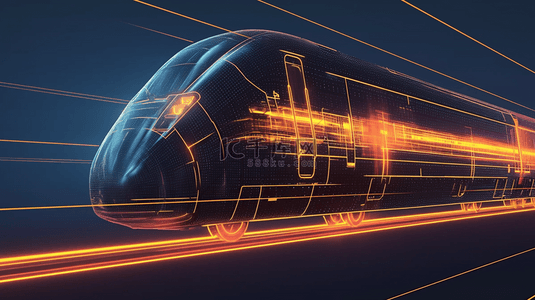 科技全息线条地铁高铁列车轮廓背景图片