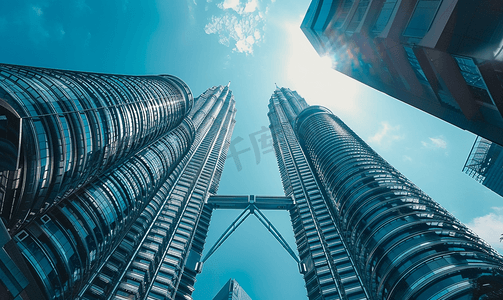 双子座卡通摄影照片_吉隆坡双子塔