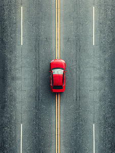 道路人群摄影照片_红色汽车停在高速公路上从上面看交通视图