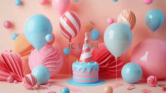 儿童节派对背景图片_儿童节派对气球蛋糕背景图片