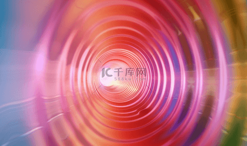 科技音频背景图片_彩色圆圈隧道声波背景