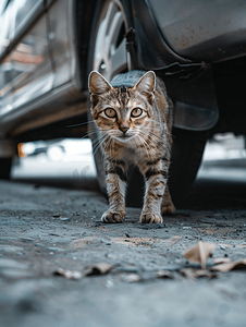 猫在车下猫在车下跑住在街上