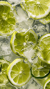柠檬的夏天背景图片_夏日清新冰块里的柠檬片背景图
