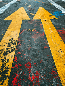 街道和道路的灰柏上画着不同的标志和标记