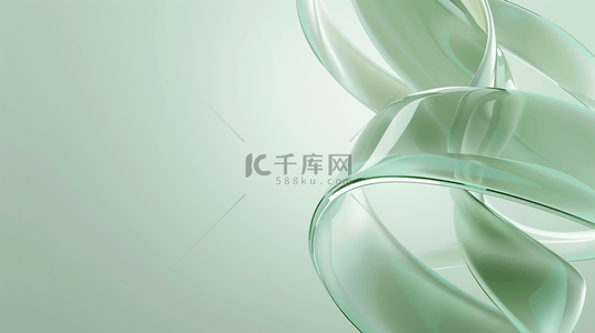 流体玻璃背景背景图片_薄荷绿透明流体玻璃丝带背景