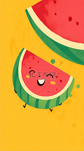 夏日水果西瓜背景图片_扁平卡通涂鸦风夏天水果西瓜背景