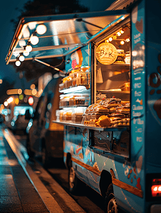 模糊的食品卡车背景