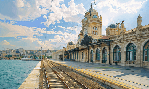 火车站建筑摄影照片_海达尔帕夏火车站