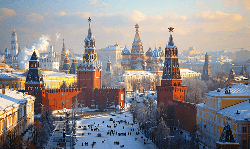 莫斯科波克罗夫斯基大教堂和克里姆林宫塔
