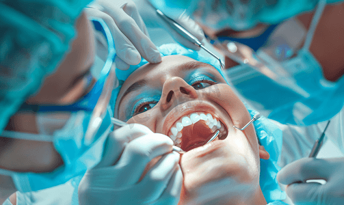 小程序摄影照片_儿科牙医检查小病人的牙齿