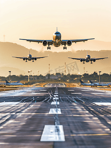 客机从机场起飞的交通和旅游概念