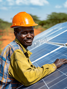 乍得太阳能非洲工程师在太阳能电池板站