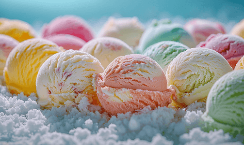 可爱糖果背景摄影照片_勺冰淇淋的背景