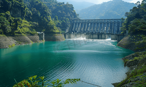 江夏大坝摄影照片_巴兰巴诺水电站大坝照片