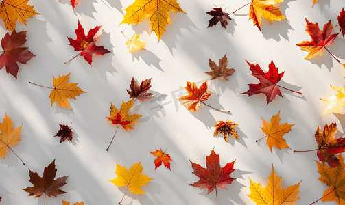自然秋天落叶的顶视图