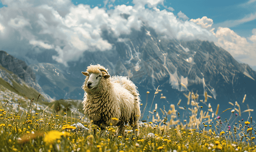 意大利阿尔卑斯山的高山牧场牧羊犬