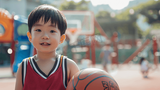 拿着篮球的小男孩摄影13
