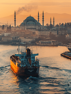 土耳其伊斯坦布尔的油轮
