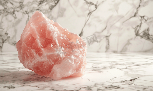 大理石背景上的喜马拉雅粉红岩盐室内装饰