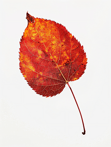 水墨杨树摄影照片_白杨树的红色落叶孤立在白色