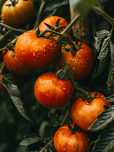 番茄灌木上成熟的果实靠近极点