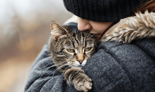 当你拥抱你的猫时你不再孤独或迷失