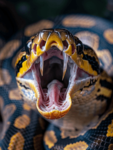 缅甸蟒蛇伸出舌头的特写