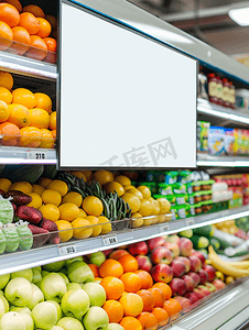 超市海报超市摄影照片_超市新鲜食品的空白价格板