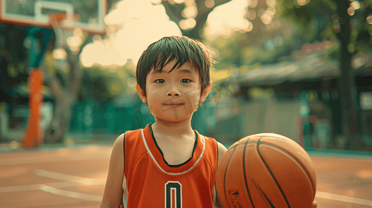 拿着篮球的小男孩摄影12