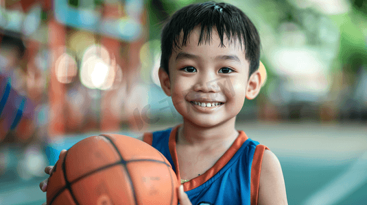 拿着篮球的小男孩摄影14
