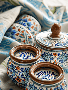 装饰图案旅行摄影照片_伊斯坦布尔香料市场的土耳其陶瓷