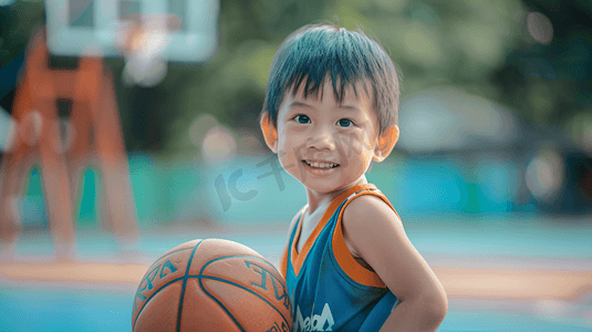 拿着篮球的小男孩摄影10