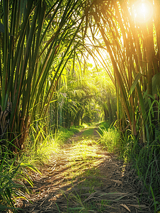 泰国农业热带植物甘蔗种植园