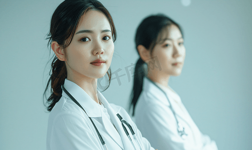 亚裔女孩扮演医