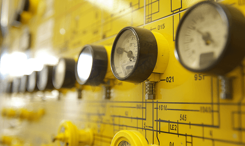 电气图上的黄色电压指示器特写
