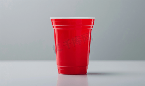 啤酒摄影照片_灰色啤酒乒乓球游戏概念上孤立的红色塑料杯