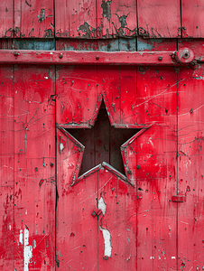 外面复古而古老的红色隔断墙有星形孔