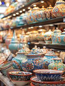 伊斯坦布尔大巴扎的土耳其陶瓷