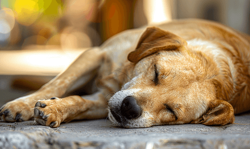 一只狗在街上睡觉高清图片