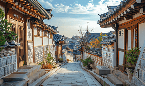 旅游风格摄影照片_韩国首尔北村韩屋村