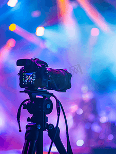 时尚舞台摄影照片_电视摄像机正在录制一场音乐会