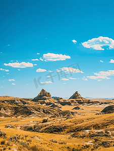 土丘摄影照片_荒地乡村砂岩丘的风景