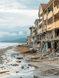 海啸对海岸建筑物造成的损坏