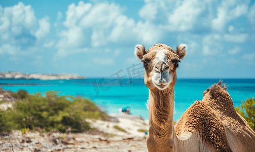 卡通牙齿牙齿摄影照片_阿鲁巴岛令人惊叹的单峰骆驼