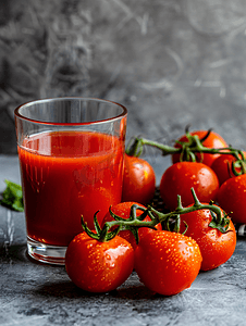 夏季新鲜摄影照片_番茄汁和新鲜番茄