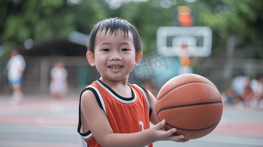 拿着篮球的小男孩摄影9