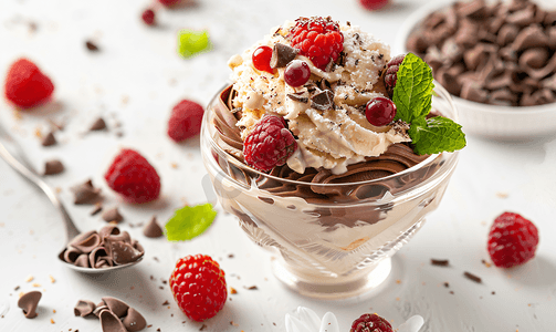 巧克力熔岩香草冰淇淋配水果